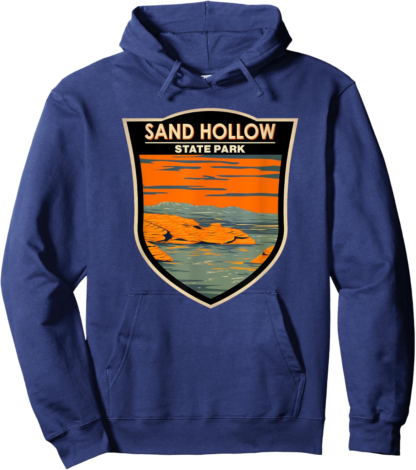 Sand Hollow State Park Utah Badge Vintage Hoodie - Hoodie | Navy