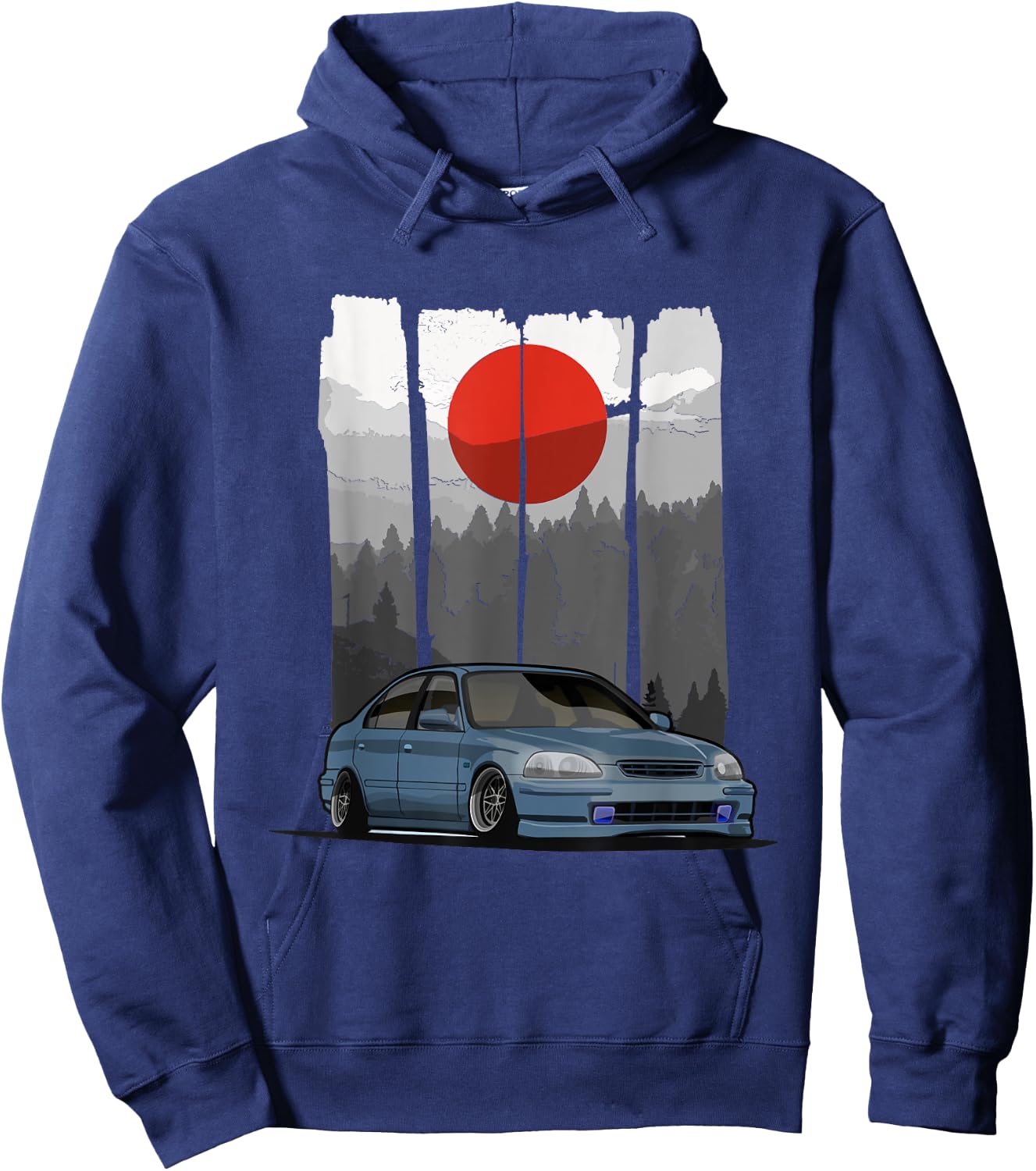 JDM EG6 Type R Car Tuning Japan Rising Sun Hoodie - Hoodie | Navy