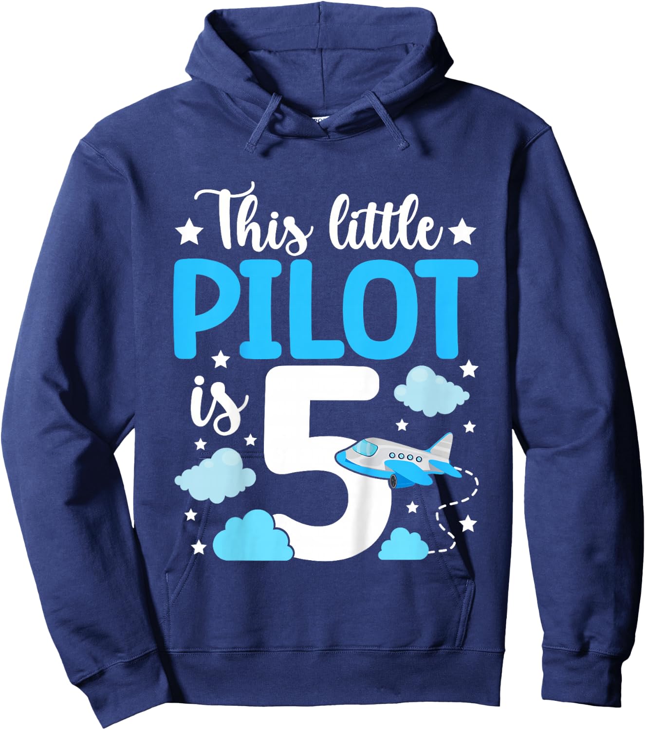 This little Pilot is 5 Airplane 5th Birthday Hoodie - Hoodie | Navy