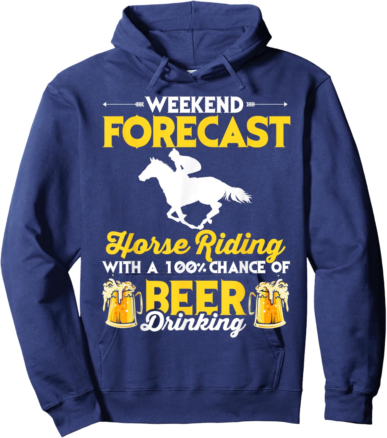 Funny Horse and Beer Lover Graphic and Men Horse Hoodie - Hoodie | Navy
