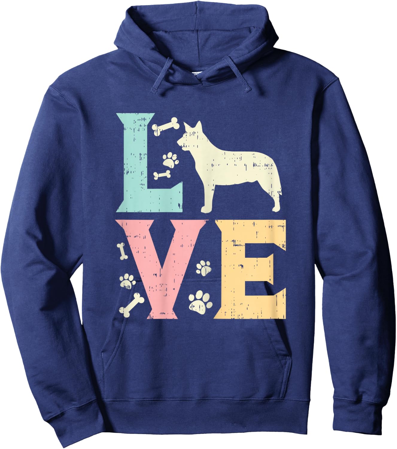 Love Heeler Animal Pet Blue Red Cattle Dog Girls Women Gift Hoodie - Hoodie | Navy