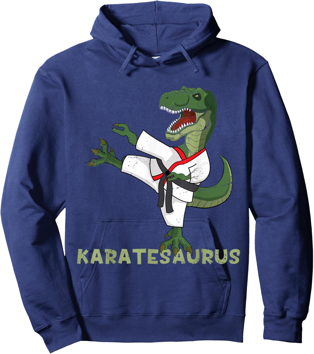 Funny Karate Dinosaur Karatesaurus T-Rex Graphic Karatist Hoodie - Hoodie | Navy