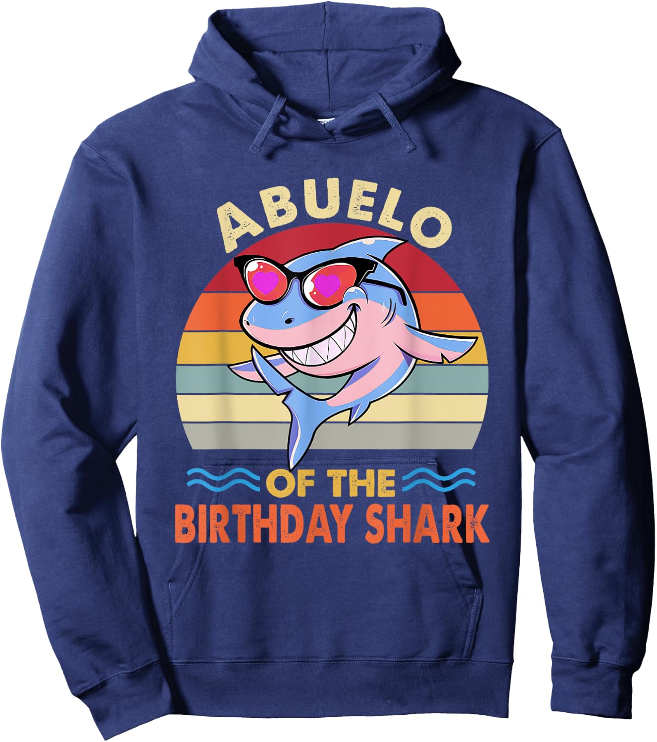 Abuelo of the Shark Birthday Matching Family Grandma Shark Hoodie - Hoodie | Navy