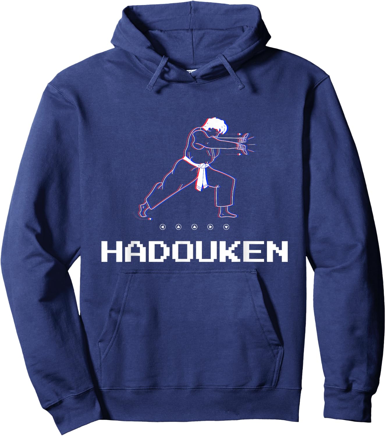 Retro Pixel Gamer Player Fighting Hadouken Hoodie - Hoodie | Navy