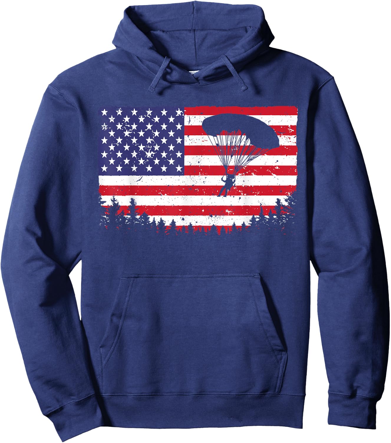 Cool Skydiving Art Men Women Skydiver American Flag Skydive Hoodie - Hoodie | Navy
