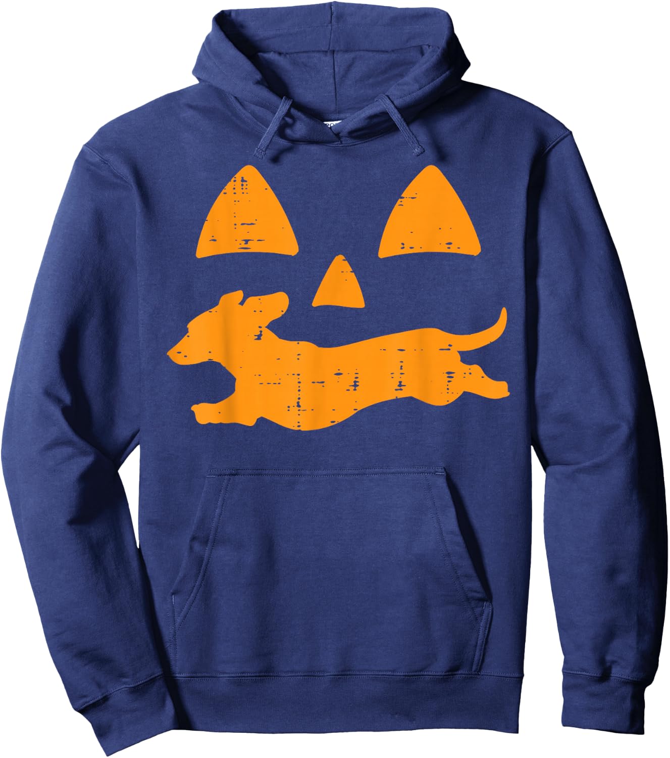 Pumpkin Eyes Dachshund Funny Halloween Jack O Lantern Dog Hoodie - Hoodie | Navy