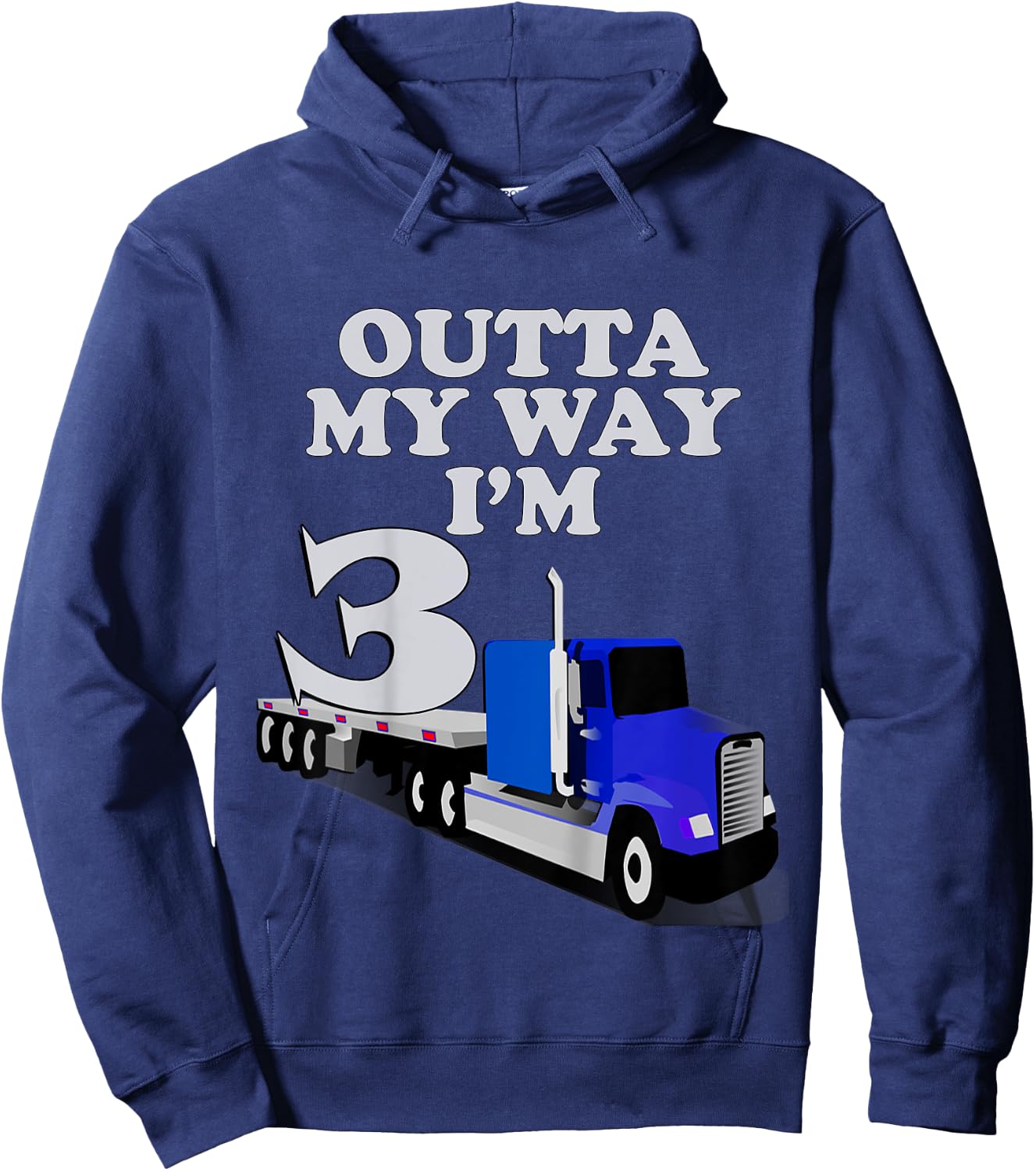 Birthday Gifts 3 yr Old Cute Trucks Semi Truck Birthday Hoodie - Hoodie | Navy