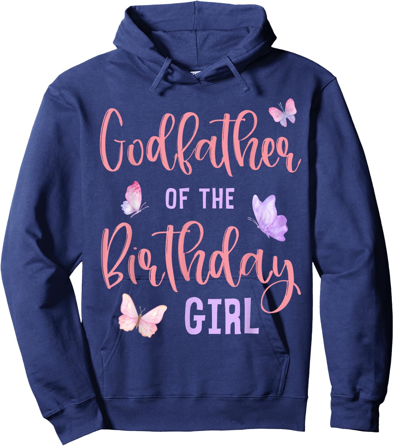 Godfather of Birthday Girl Butterfly Party Matching Family Hoodie - Hoodie | Navy