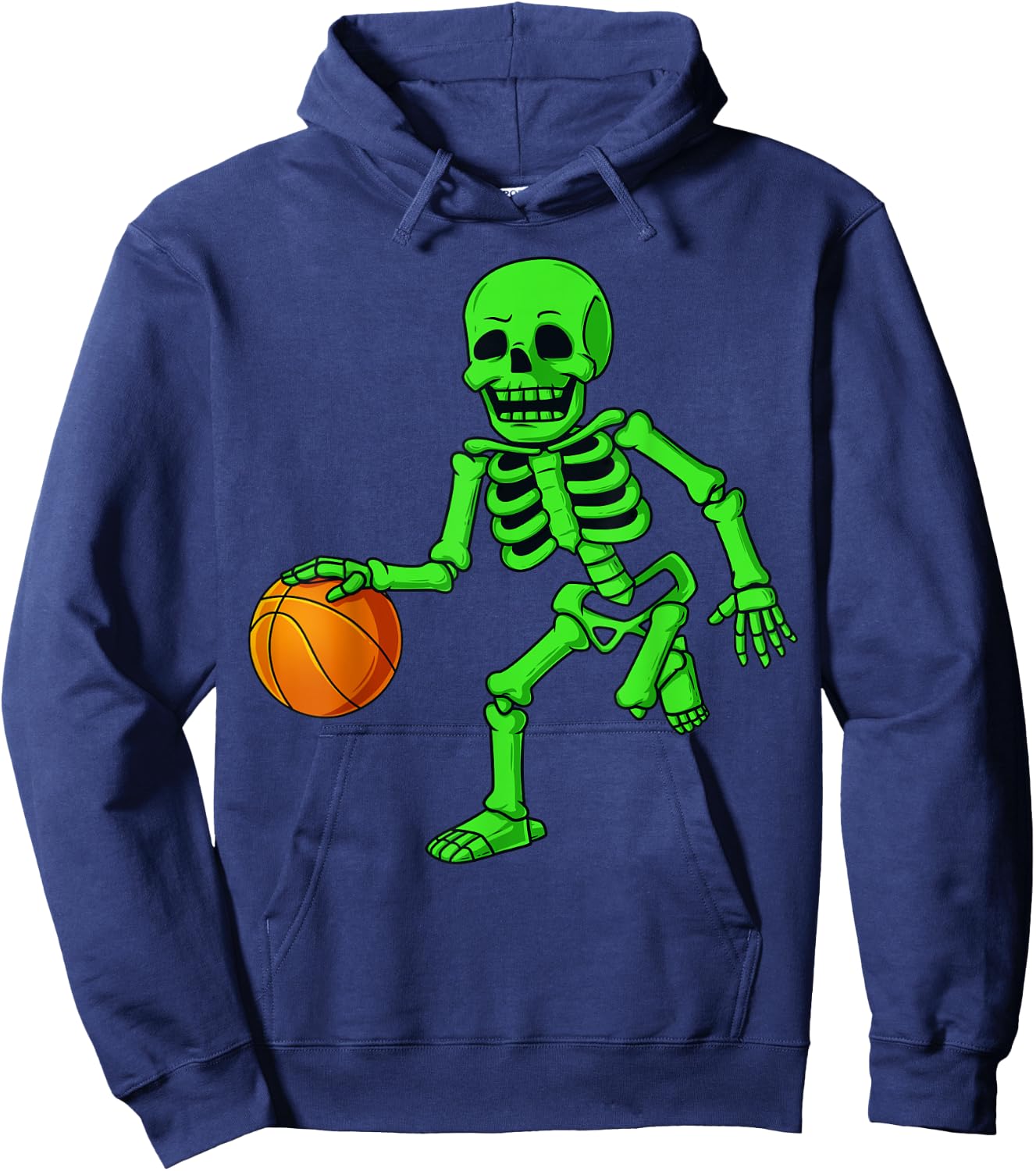 Halloween Skeleton Dribbling Basketball Boys Girls Kids Hoodie - Hoodie | Navy