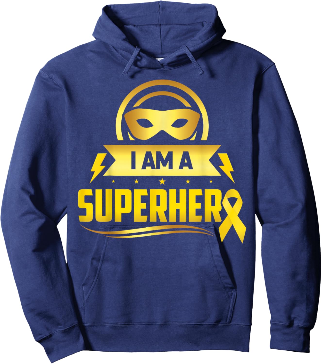 Childhood Cancer I Am A Superhero Ribbon Hoodie - Hoodie | Navy