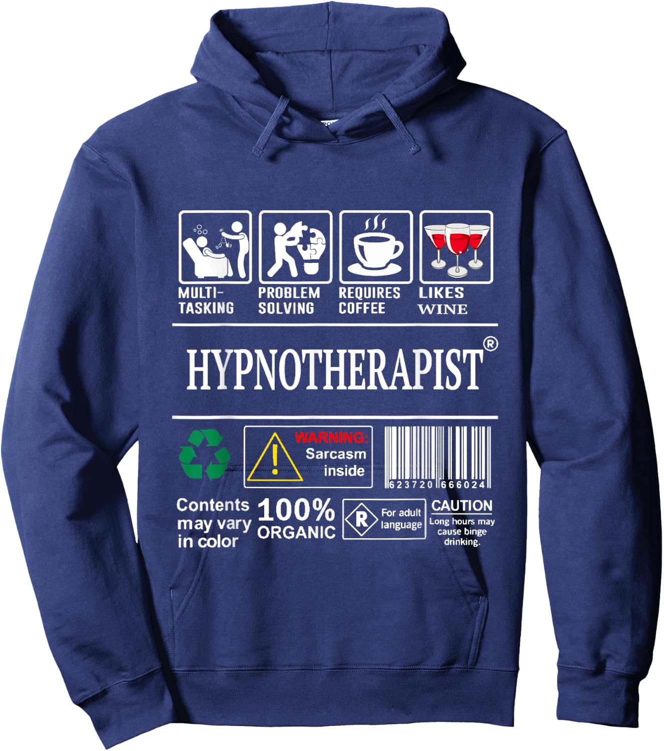 Hypnotherapist Job Definition Skills Wine Coffee Sarcasm Hoodie - Hoodie | Navy