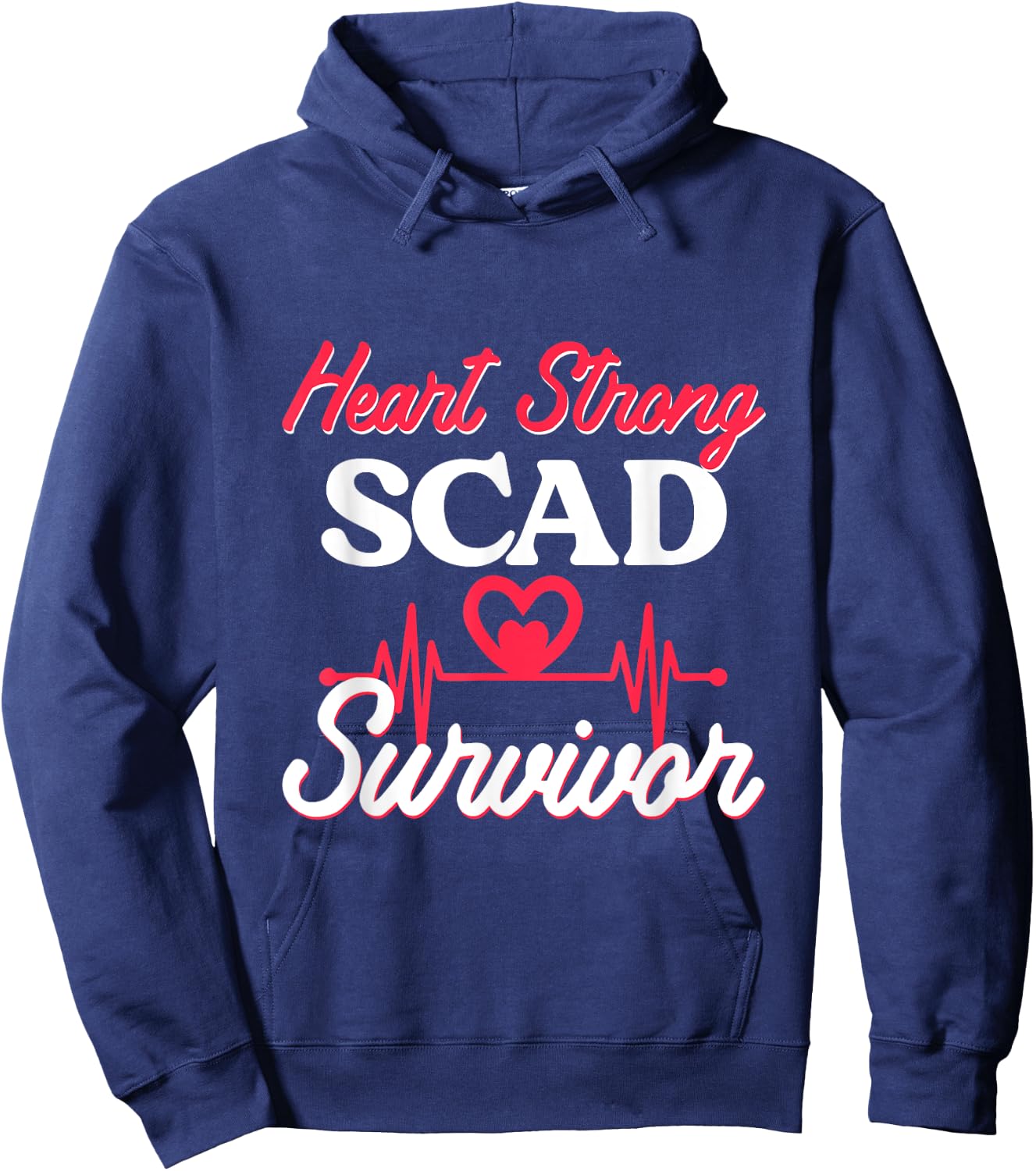 Heart Strong SCAD Survivor Awareness Surgery Heart Disease Hoodie - Hoodie | Navy