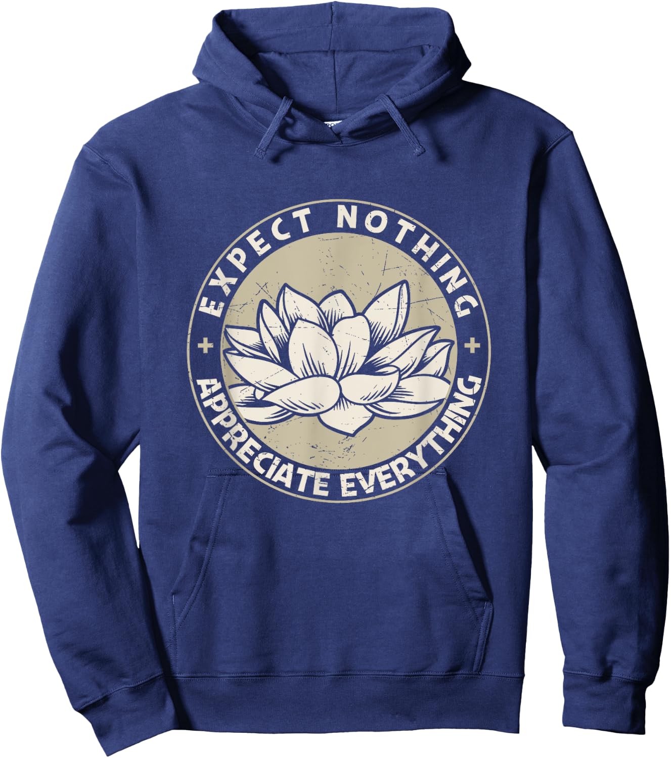 Expect Nothing Appreciate Everything Spiritual Lotus Yoga Hoodie - Hoodie | Navy