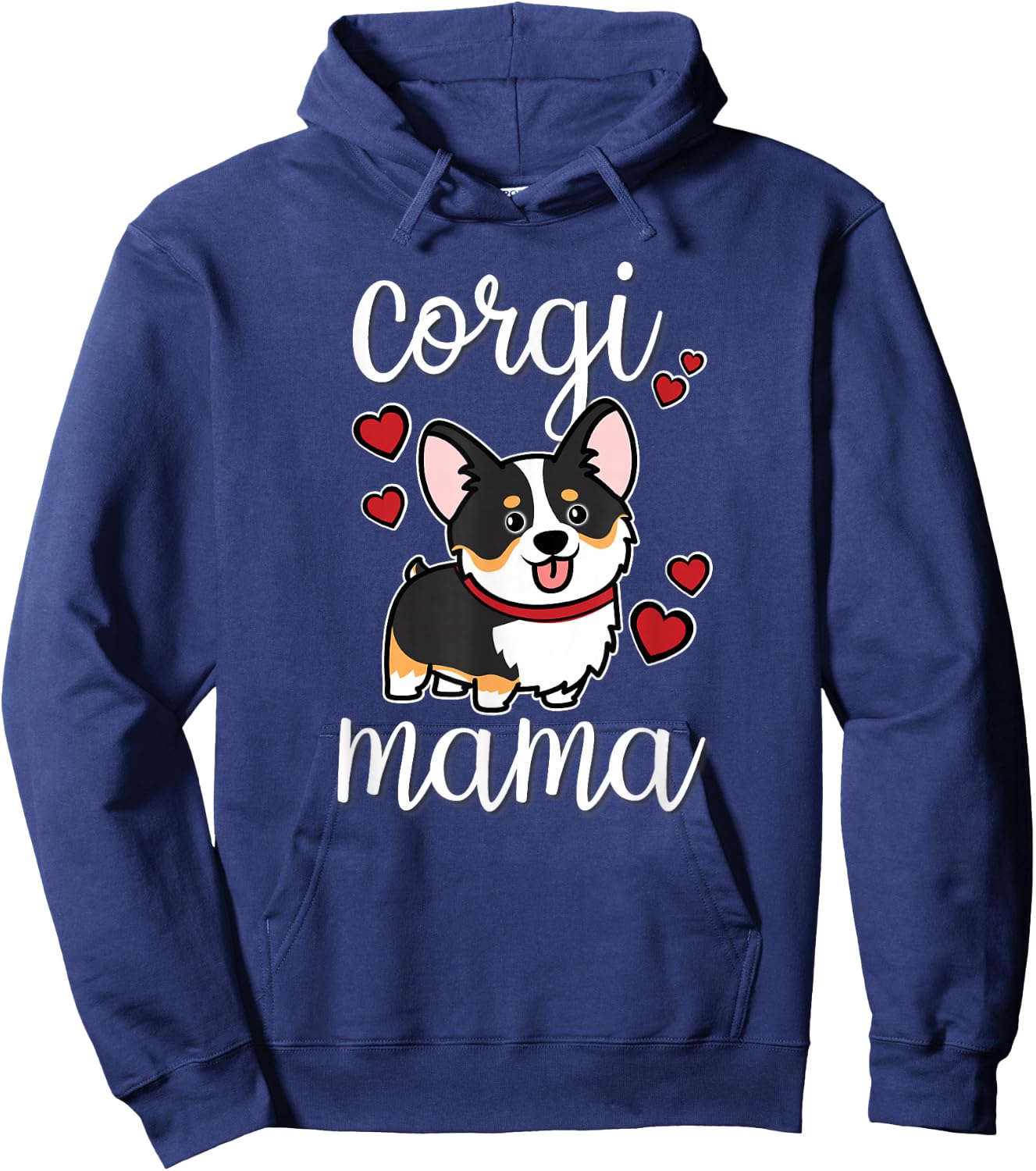 Funny Kawaii Mama Mom Black Tricolor Corgi Lover Hoodie - Hoodie | Navy