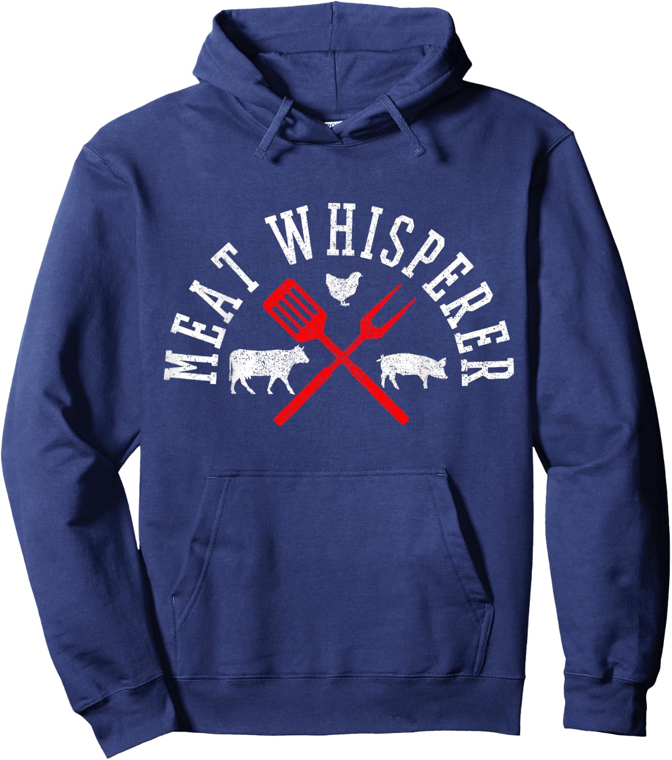 Funny BBQ Shirts Co. Meat Whisperer Black Modern Letter Print - Small Hoodie - Hoodie | Navy