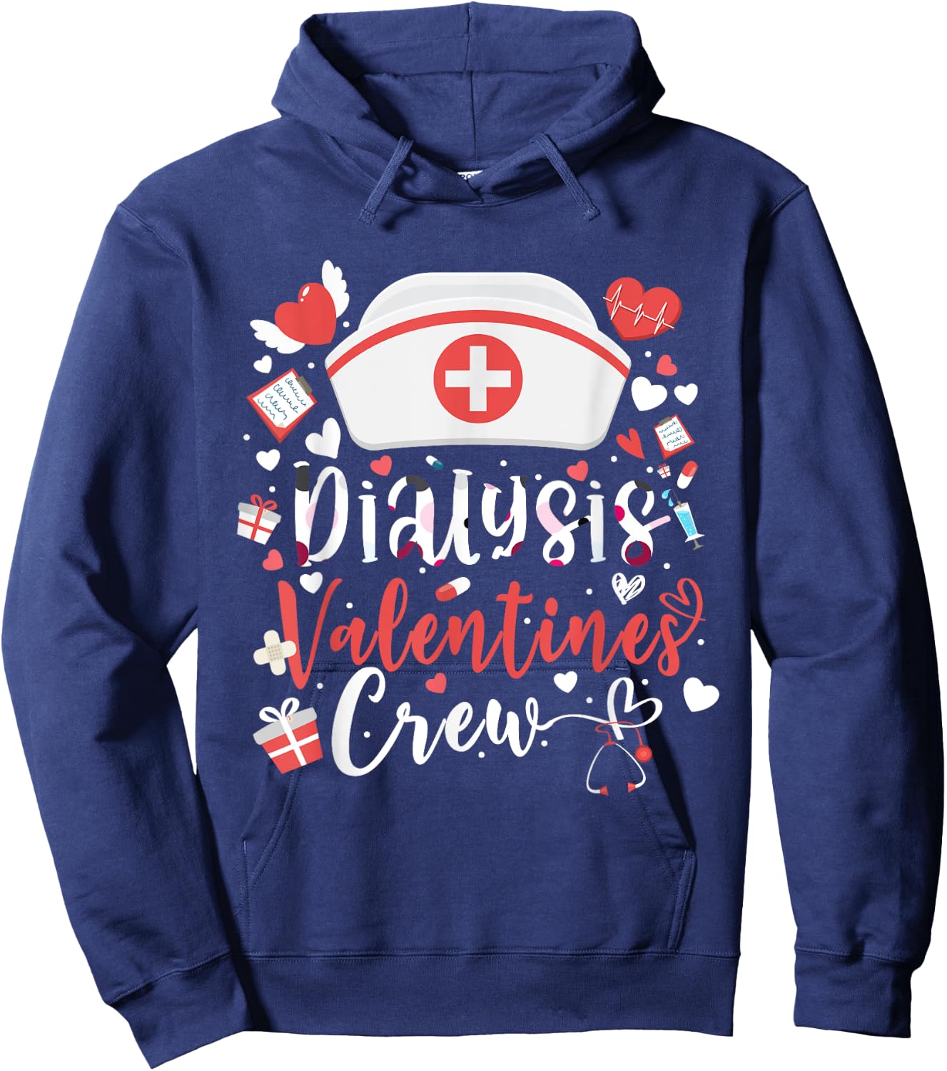 Dialysis Valentines Day Nurse Crew Family Group Nursing Hoodie - Hoodie | Navy