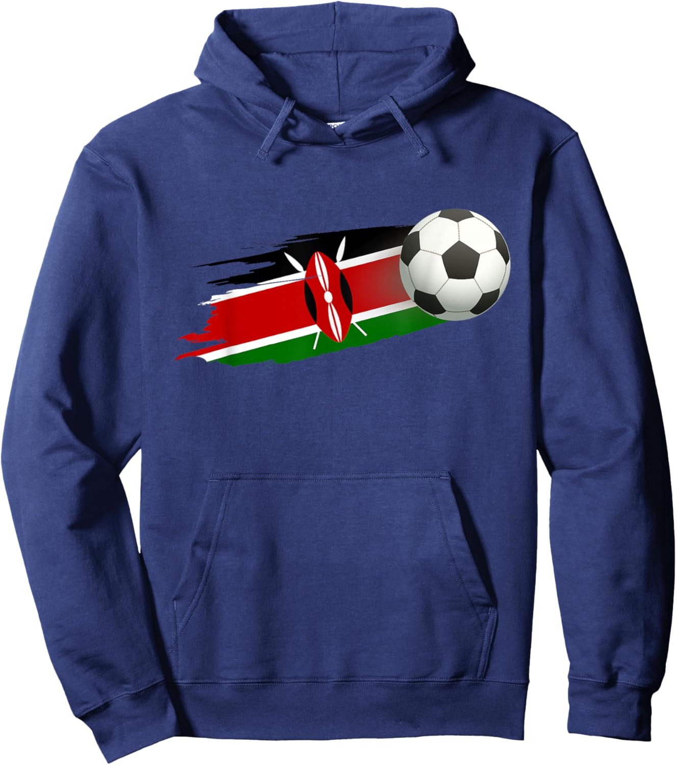 Kenya Soccer Ball Kenya Flag Jersey - Kenyan Football Fan Hoodie - Hoodie | Navy