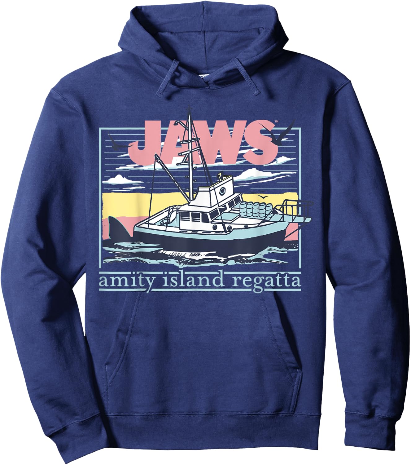 Jaws Amity Retro Island Regatta Fishing Boat Poster Hoodie - Hoodie | Navy