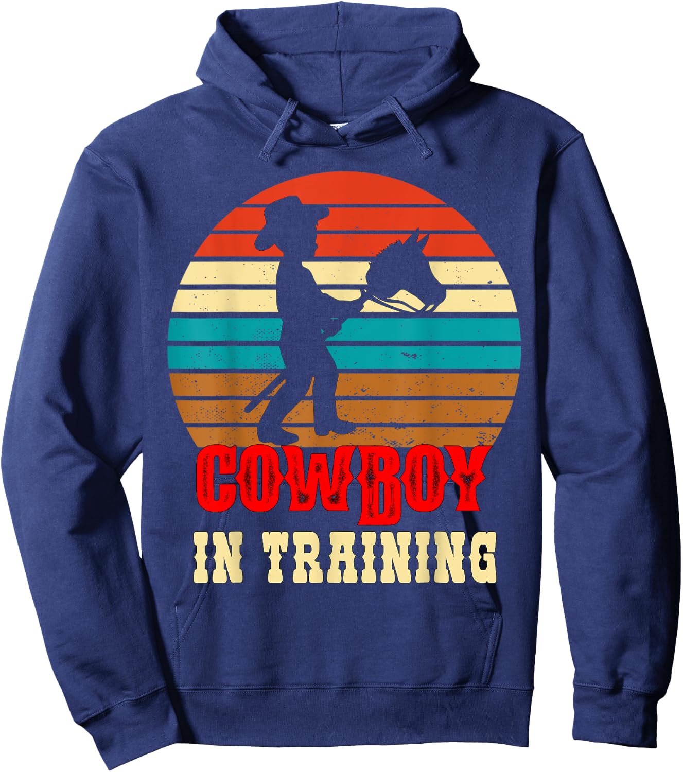 Kids Cowboy in Training Cute Future Rodeo Boy Wooden Horse Hoodie - Hoodie | Navy
