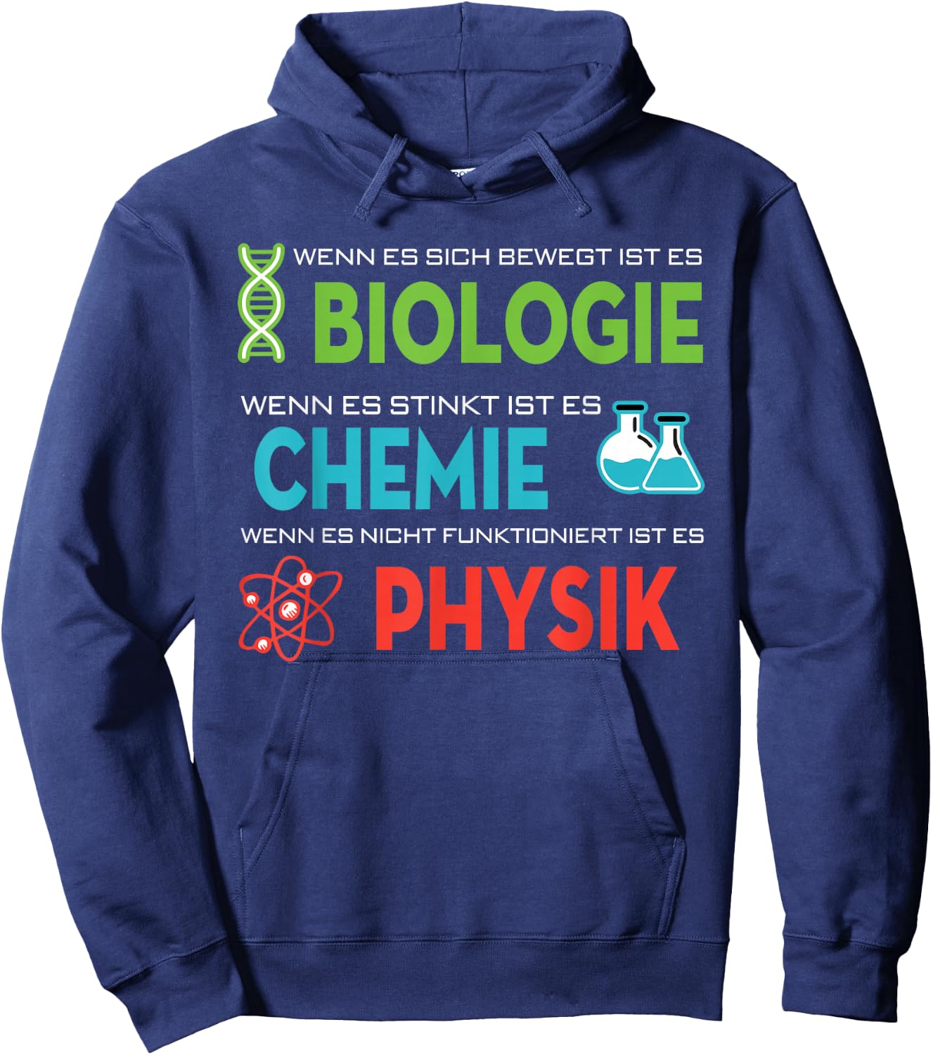 Lustige Wissenschafts Bekleidung Cool Science Biology Chemistry Physics Graphic - Adult, , Short Sleeve, 3X-Large, Black Hoodie - Hoodie | Navy