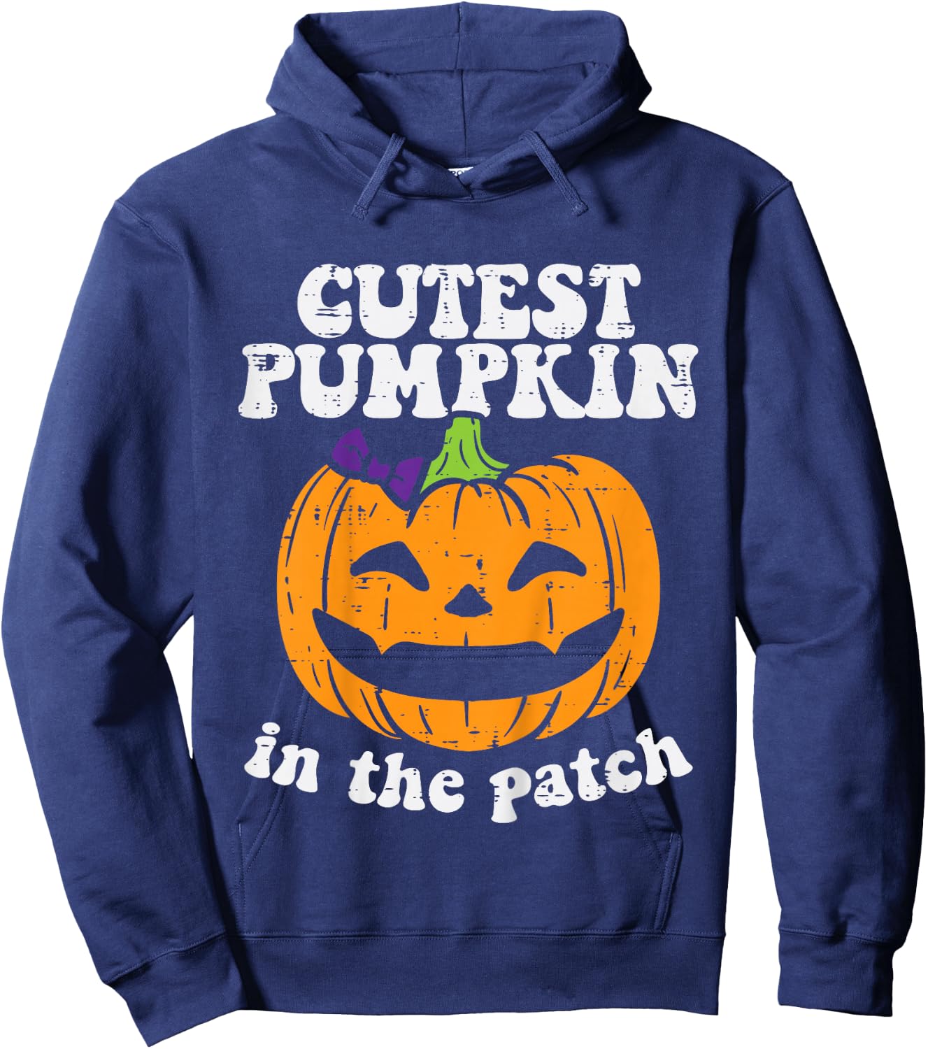 Kids Cutest Pumpkin In The Patch Cute Halloween Toddler Girls Hoodie - Hoodie | Navy