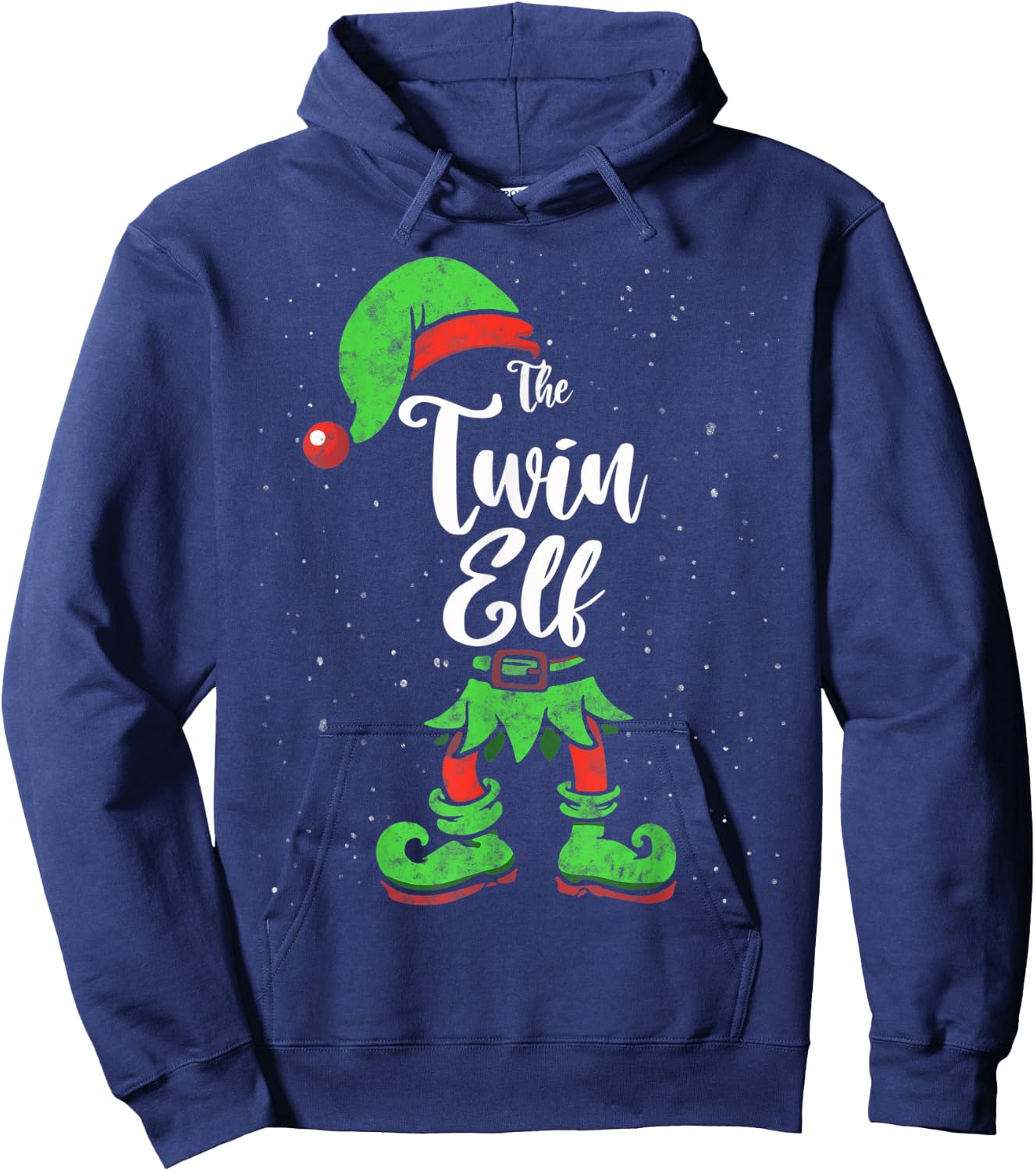 Twin Elf Matching Family Christmas Pajama Costume Hoodie - Hoodie | Navy