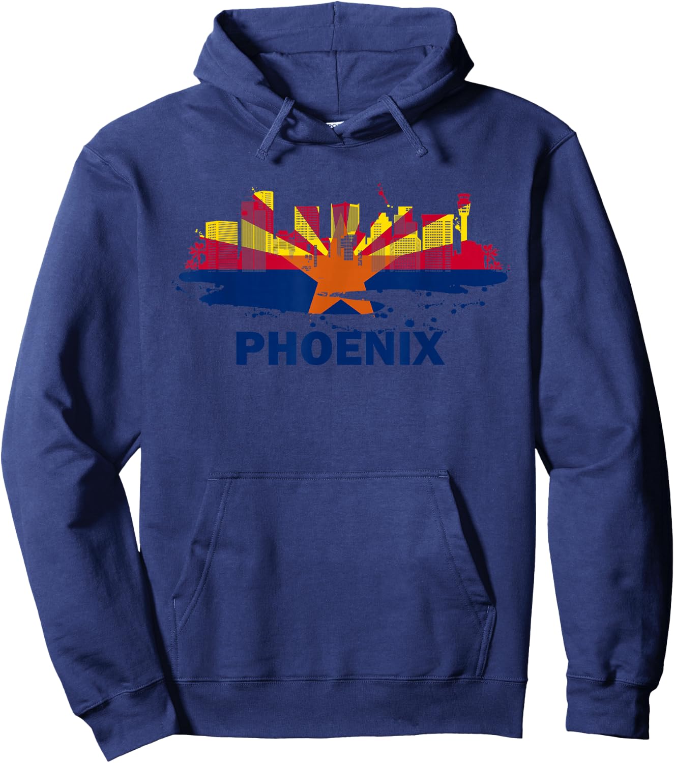 Arizona State Flag - Phoenix Cityscape - Phoenix Skyline Hoodie - Hoodie | Navy