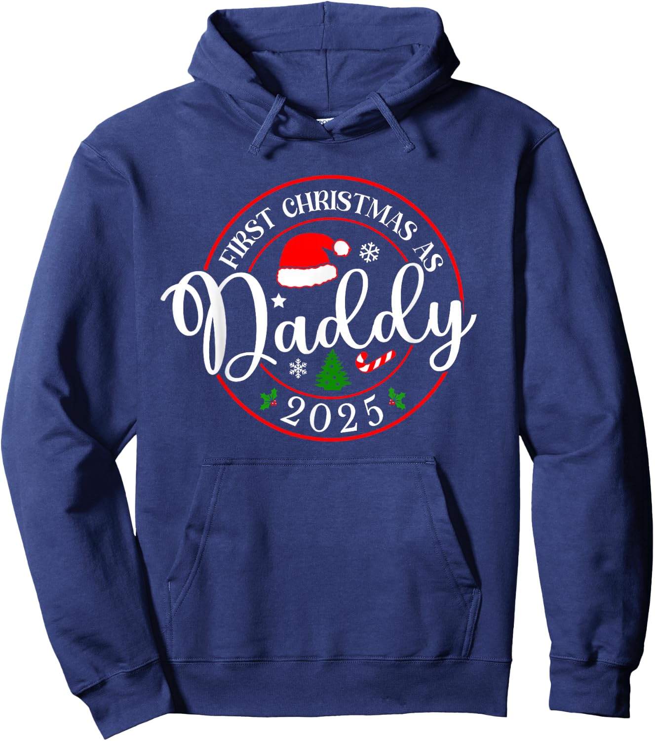 First Christmas As Daddy 2025 1st Christmas Matching Family Hoodie - Hoodie | Navy