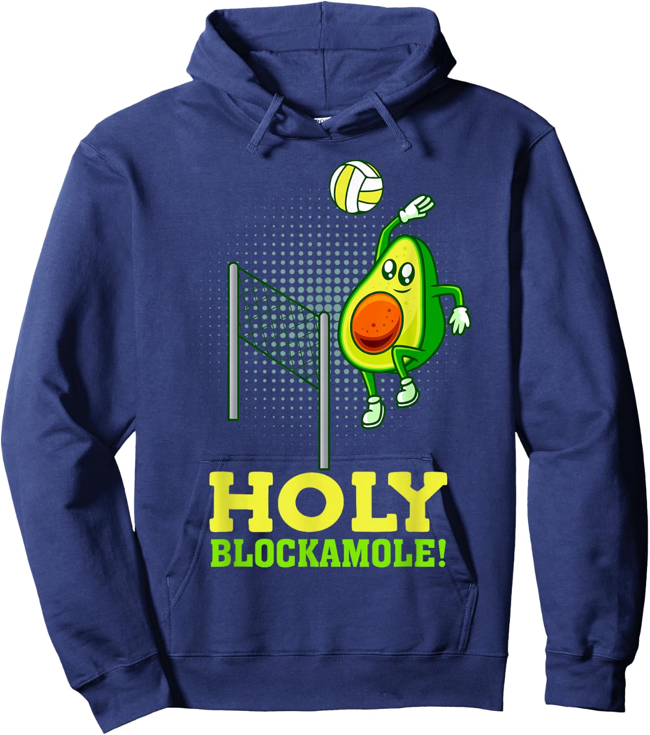 Holy Blockamole Funny Volleyball Match Block Avocado Design Hoodie - Hoodie | Navy
