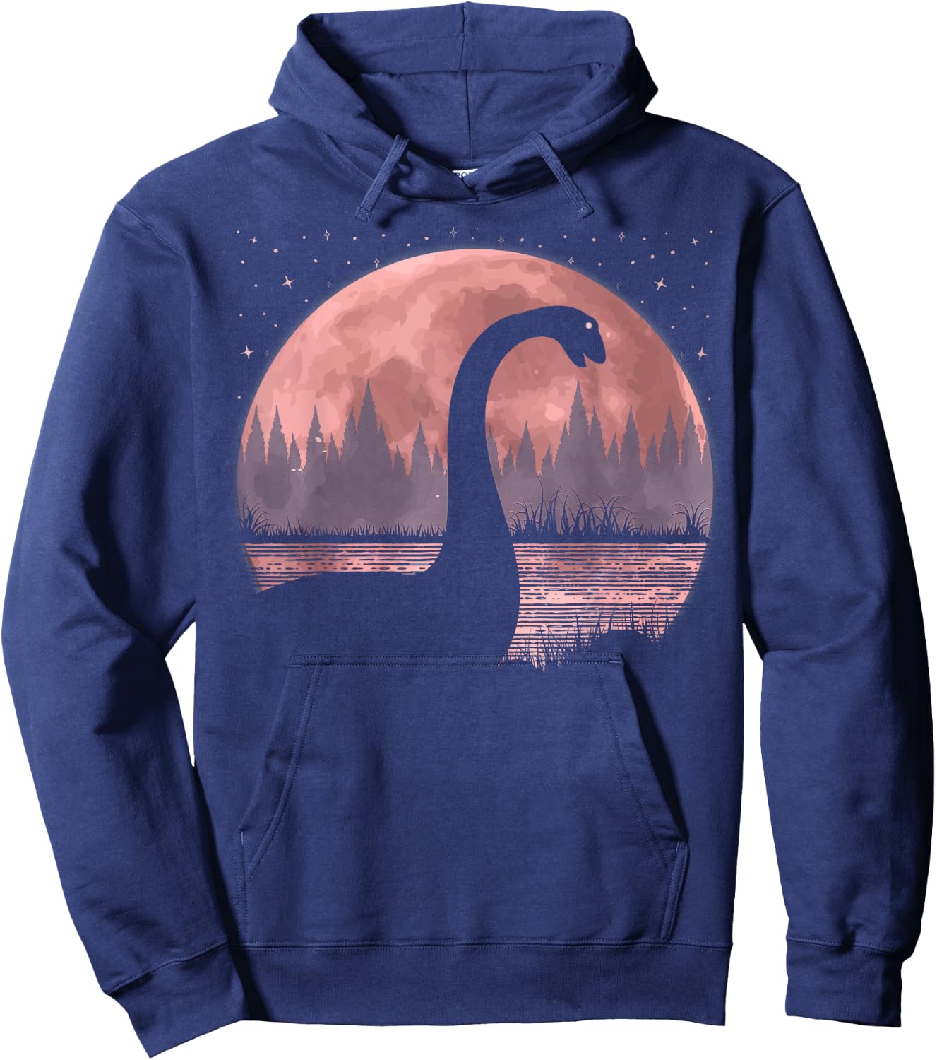 Nessie Loch Ness Monster Graphic Full Moon Loch Ness Hoodie - Hoodie | Navy