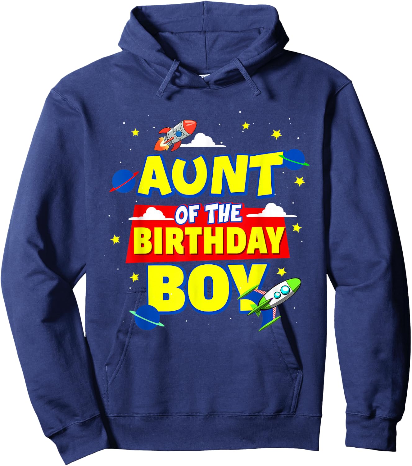 Aunt Of The Birthday Astronaut Boy Outer Space Theme Party Hoodie - Hoodie | Navy
