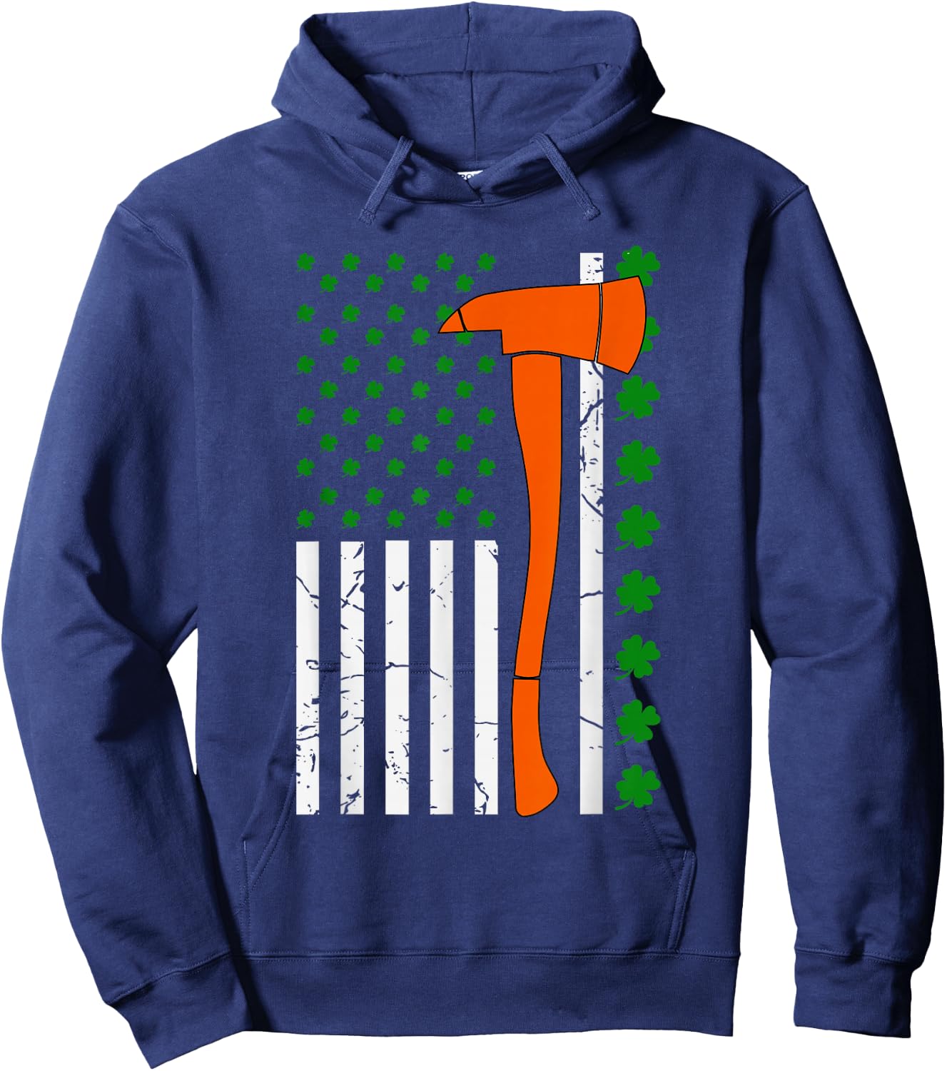 Firefighter St Patrick Day 2022 Shirt Irish American Flag Hoodie - Hoodie | Navy