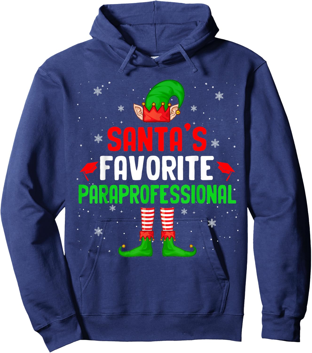 Santa's Favorite Paraprofessional Christmas Elf Family Hoodie - Hoodie | Navy
