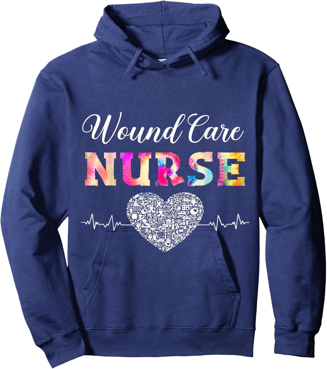 Wound Care Nurse Watercol Love Heart Stethoscope Nurse Women Hoodie - Hoodie | Navy
