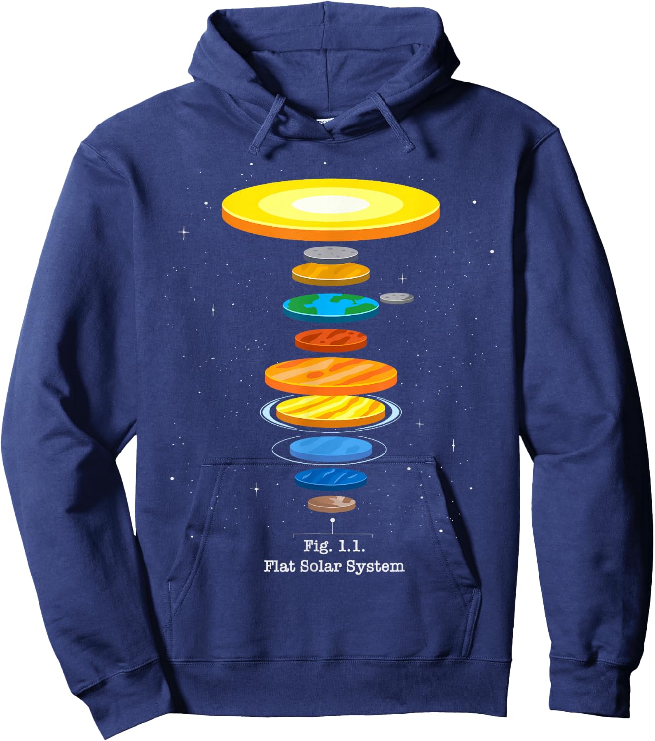 Flat Earth Theory Space Astronomy Science Flat Solar System Hoodie - Hoodie | Navy