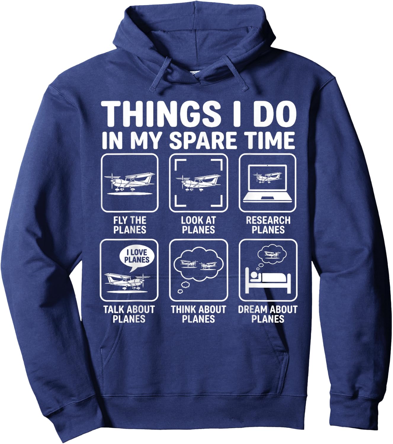 Funny Things I do in My Spare Time Planes Pilot Aviation Hoodie - Hoodie | Navy