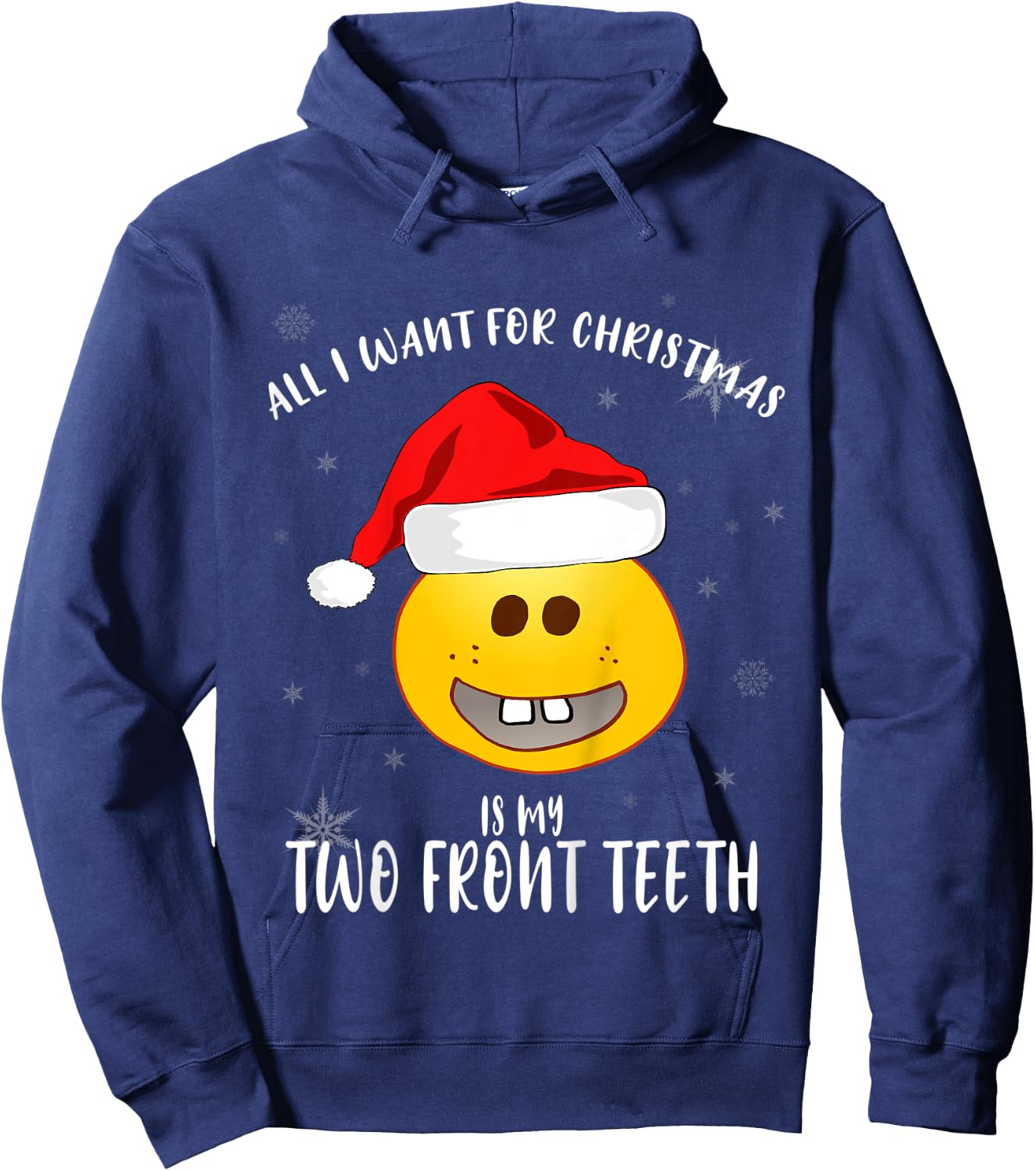 Kids All I Want Is My Two front Teeth Christmas gifts for kids Hoodie - Hoodie | Navy