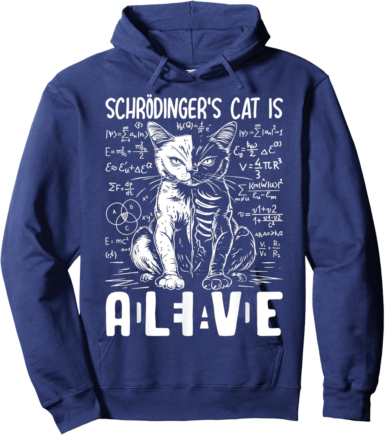 Schrodinger's Cat Dead And Alive Physics Men Women Hoodie - Hoodie | Navy