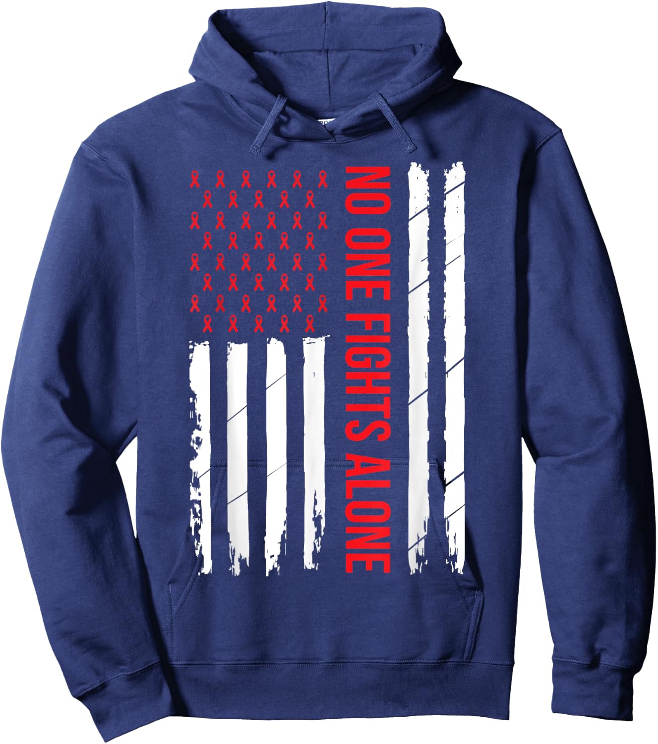 HIV Awareness Red Ribbon Men Women AIDS Fight USA Flag Hoodie - Hoodie | Navy