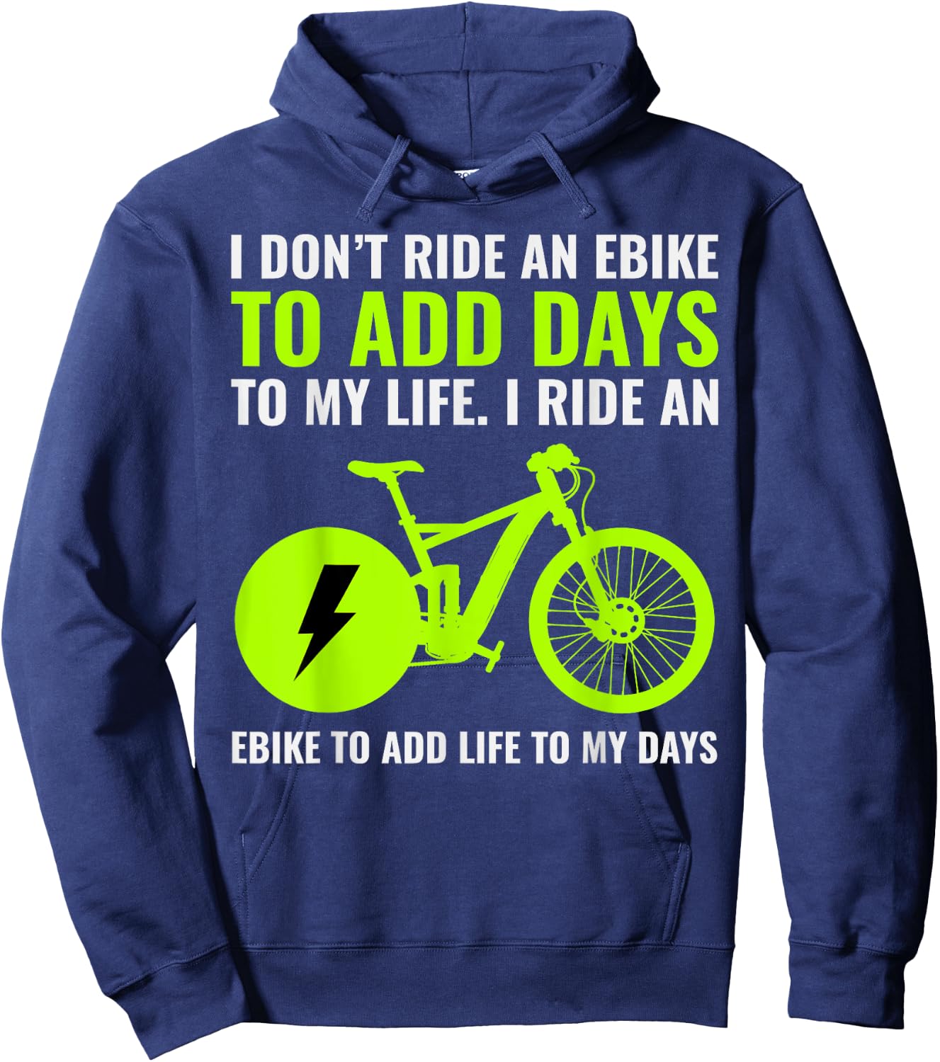 E-Bike Electric-Bike E-Cyclist Bicycling Rider Bicycle Lover Hoodie - Hoodie | Navy