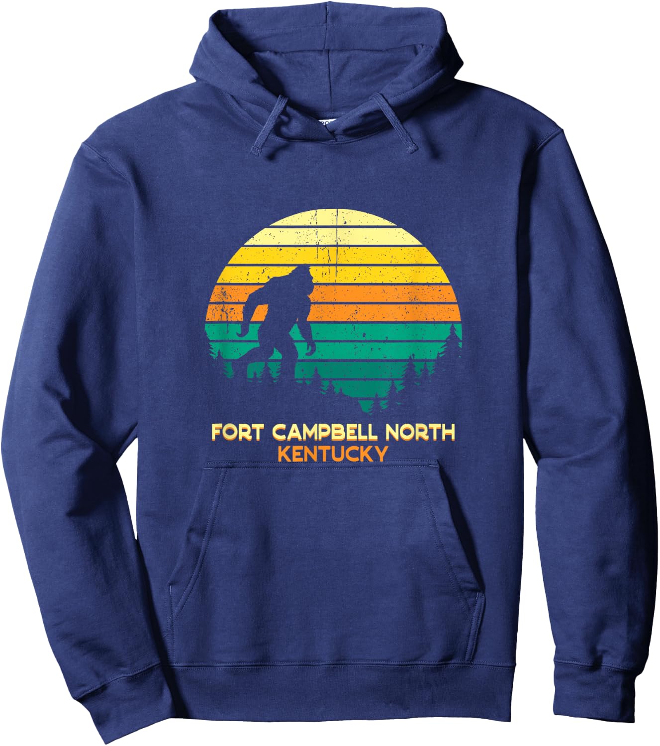 Retro Fort Campbell North, Kentucky Bigfoot Souvenir Hoodie - Hoodie | Navy