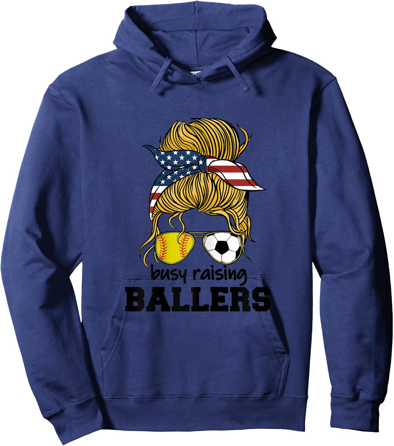 Softball and Soccer Mom Busy Raising Ballers Women Hoodie - Hoodie | Navy