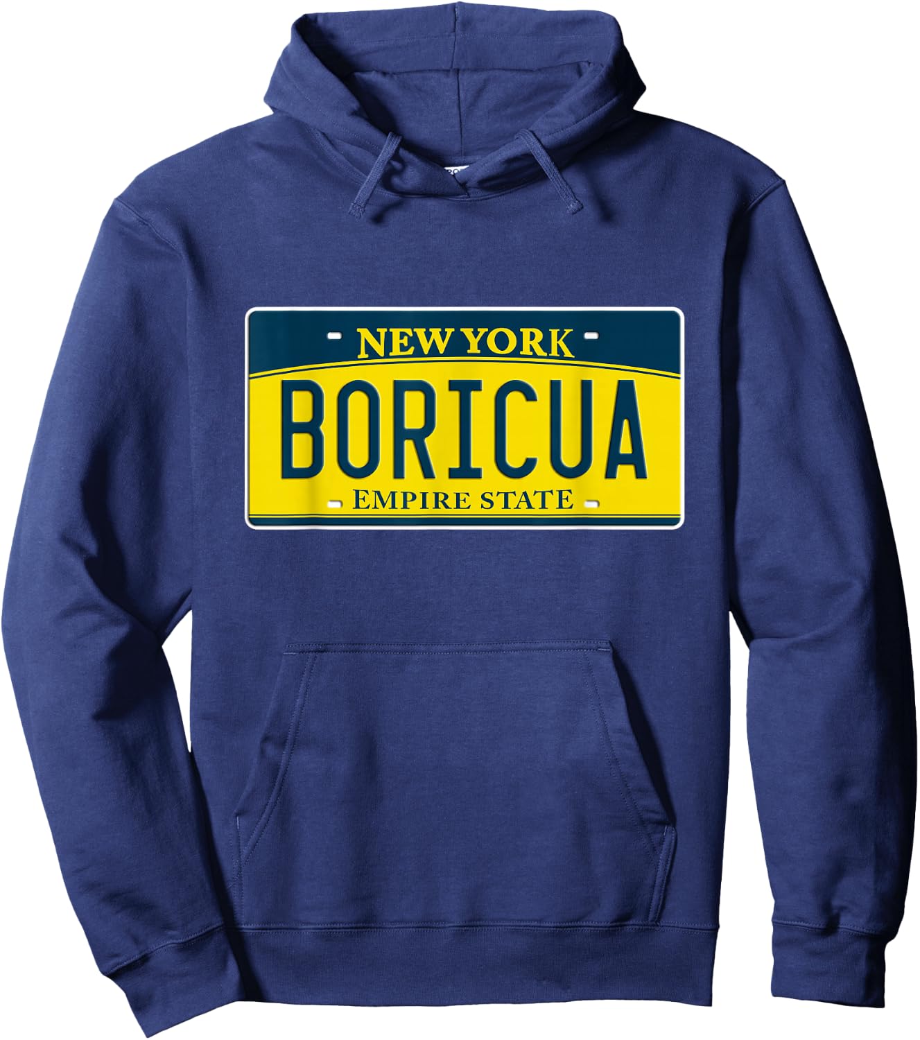 Boricua Nuyorican Puerto Rican NY New York US License Plate Hoodie - Hoodie | Navy