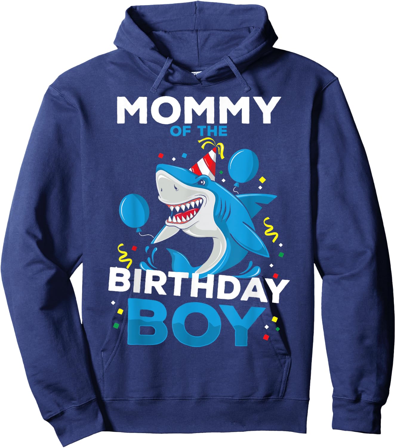 Mommy of The Birthday Boy Shark Ocean Theme Matching Family Hoodie - Hoodie | Navy