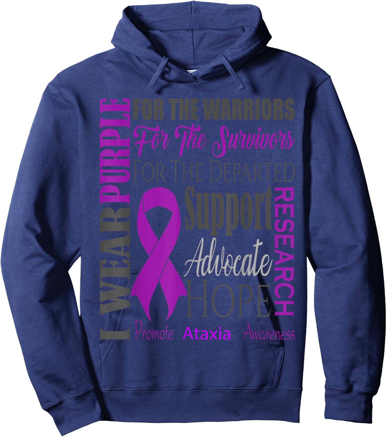 Ataxia Neurological Sickness Awareness for Warriors Fighters Hoodie - Hoodie | Navy
