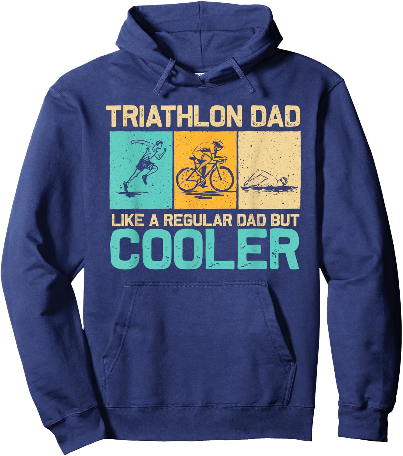 Funny Triathlon Design Dad Swim Bike Run Triathletes Hoodie - Hoodie | Navy