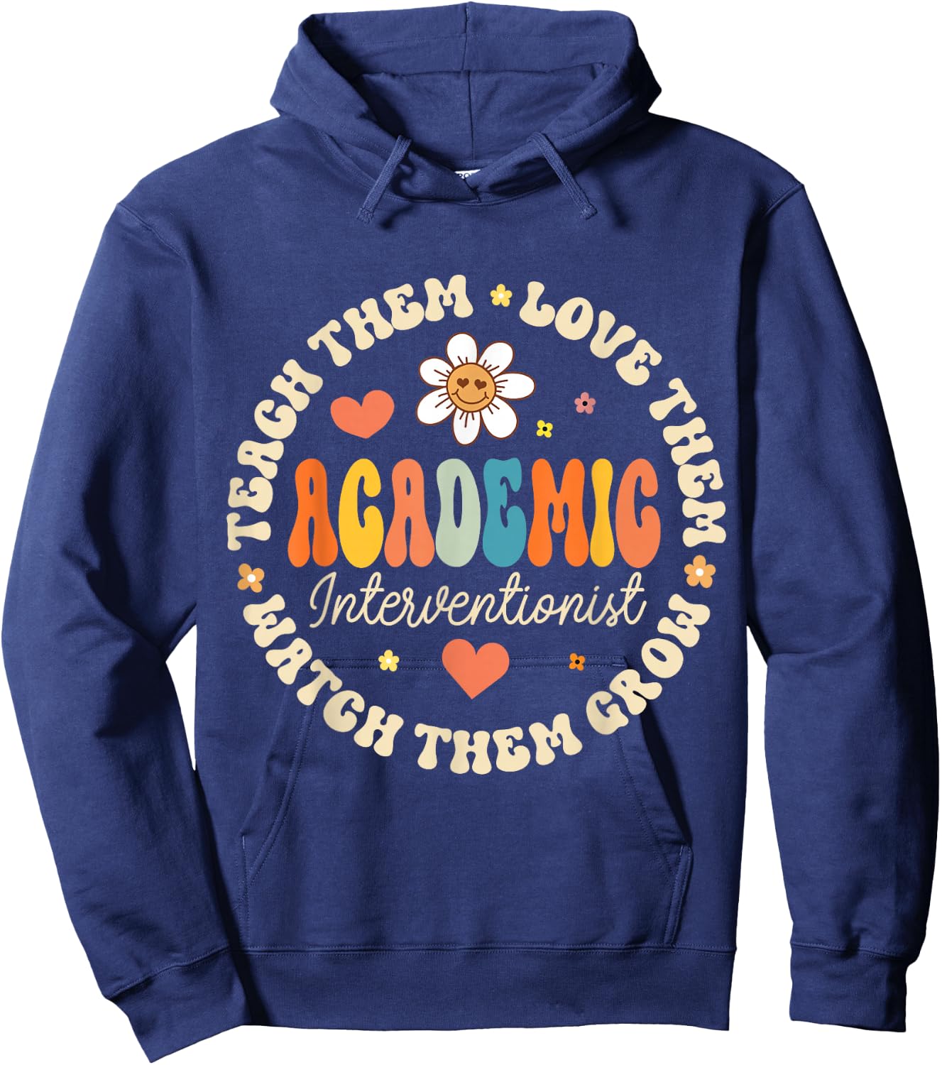 Academic Interventionist Reading Math Title One Teacher Crew Hoodie - Hoodie | Navy