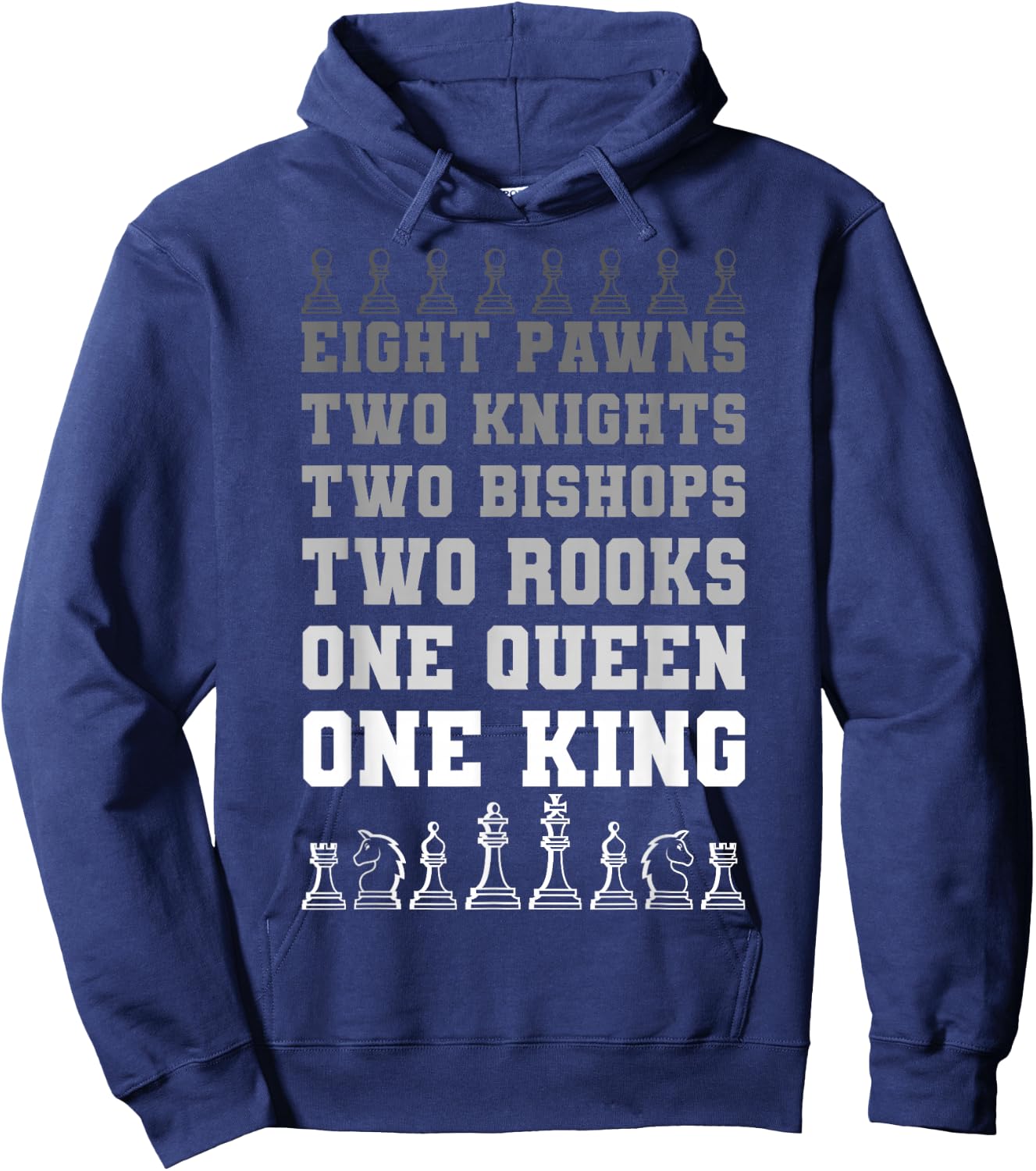 Chess Players Queen King Rook Pawns Horse Bishop Boardgame Hoodie - Hoodie | Navy