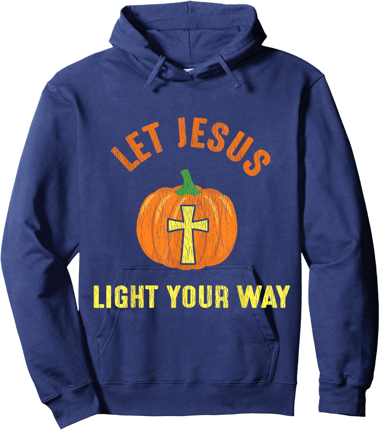 Let Jesus Light Your Way Pumpkin Thanksgiving Christian Hoodie - Hoodie | Navy