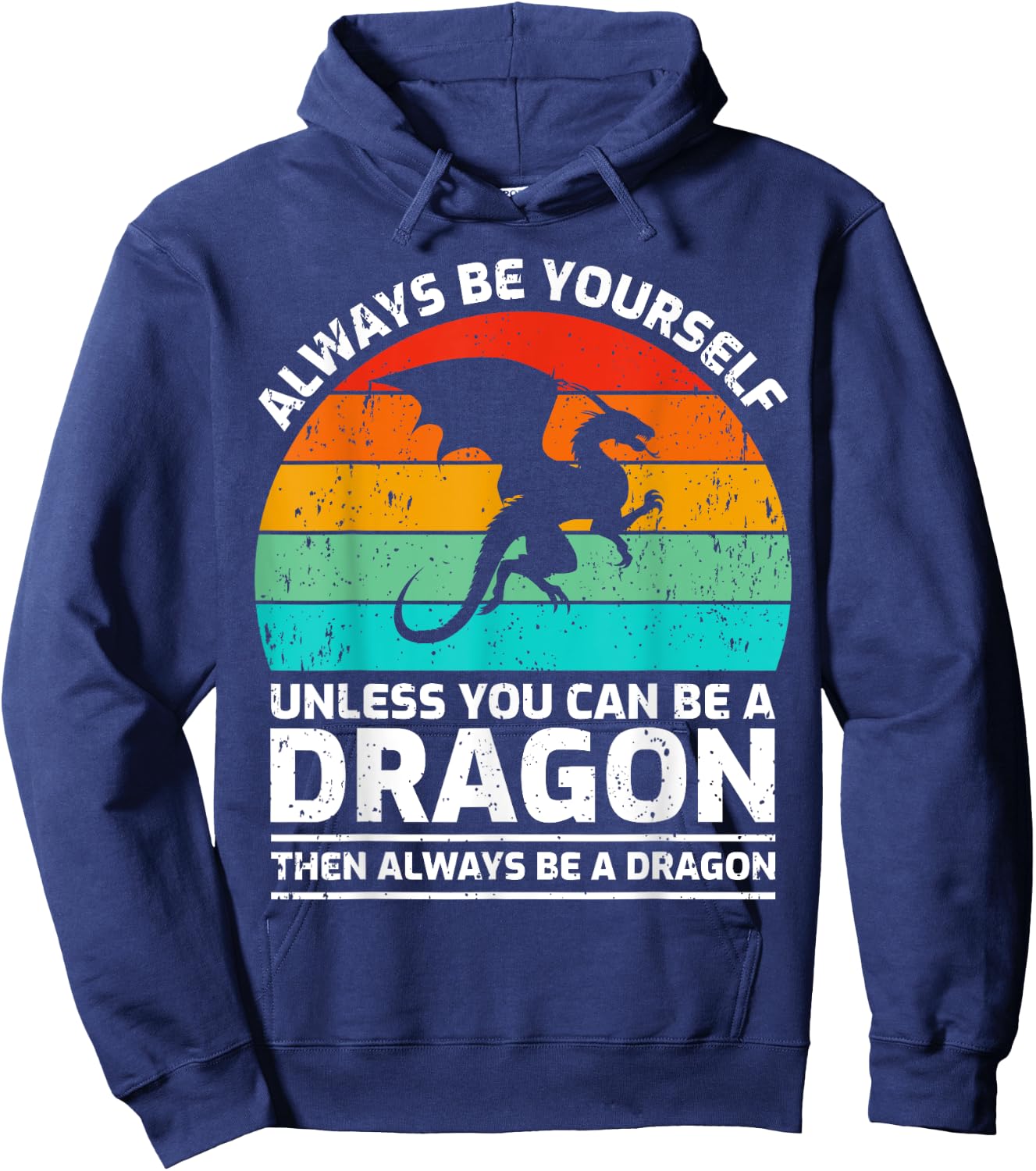 Vintage Dragon Lover Retro Cute Dragon Hoodie - Hoodie | Navy